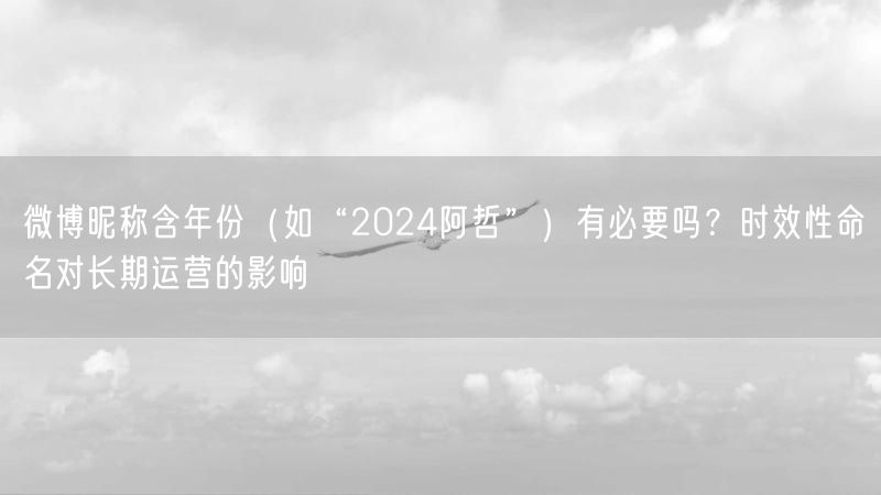 微博昵称含年份（如“2024阿哲”）有必要吗？时效性命名对长期运营的影响