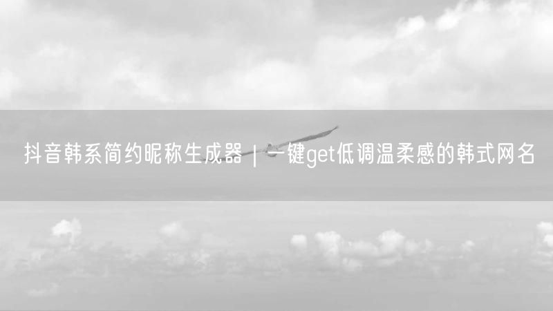 抖音韩系简约昵称生成器｜一键get低调温柔感的韩式网名