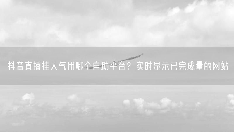 抖音直播挂人气用哪个自助平台？实时显示已完成量的网站