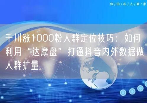 千川涨1000粉人群定位技巧：如何利用“达摩盘”打通抖音内外数据做人群扩量